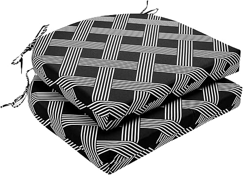 Wellsin - Cojines para sillas de exterior para muebles de patio - Juego de 2 cojines para sillas de patio - Cojines de asiento de esquina redonda