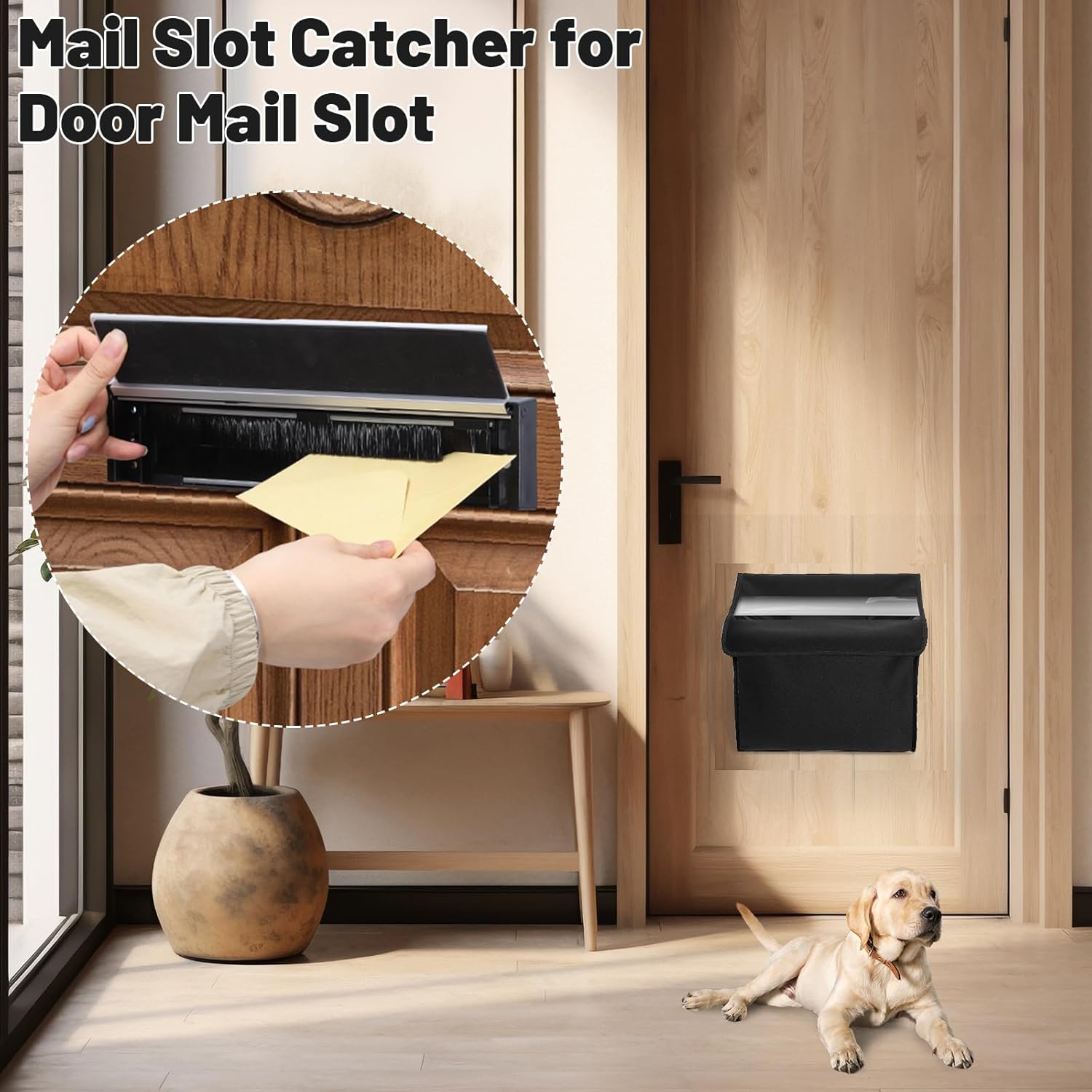 1 Set Letterplate for Front Door, 12 Inch Zinc Alloy Mail Slots Cover with Mail Catcher Bag Door Letterbox for Wooden, Composite Doors