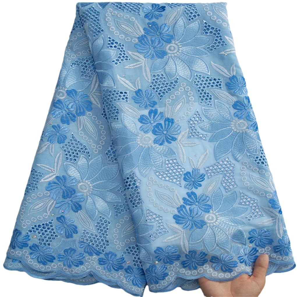 Ricamo In Cotone Africano Fai Da Te Pizzo Tessuto Voile Pizzo Con Pietre Per Abiti Da Festa Di Nozze Da Donna