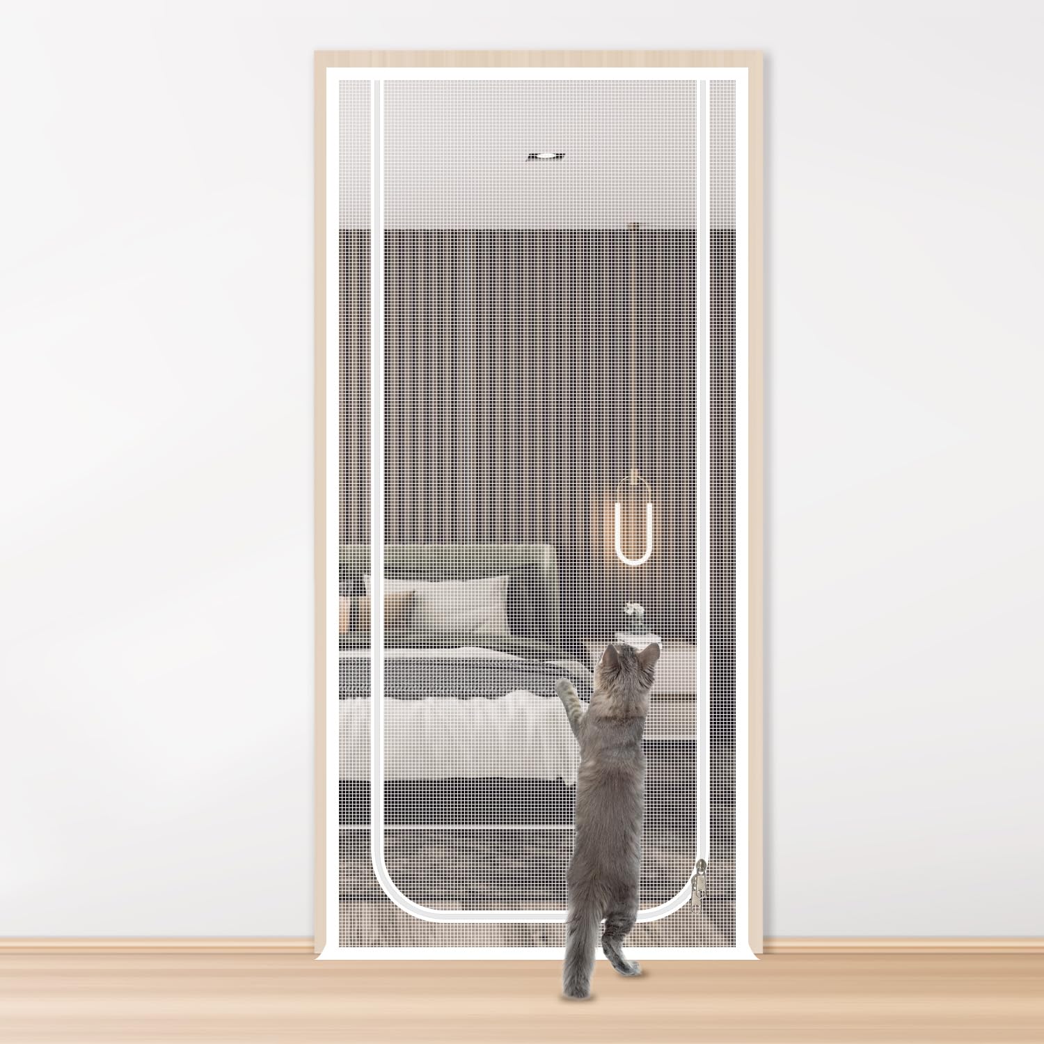 Porte pour chat contre les griffures de filet pour animaux en maille en U