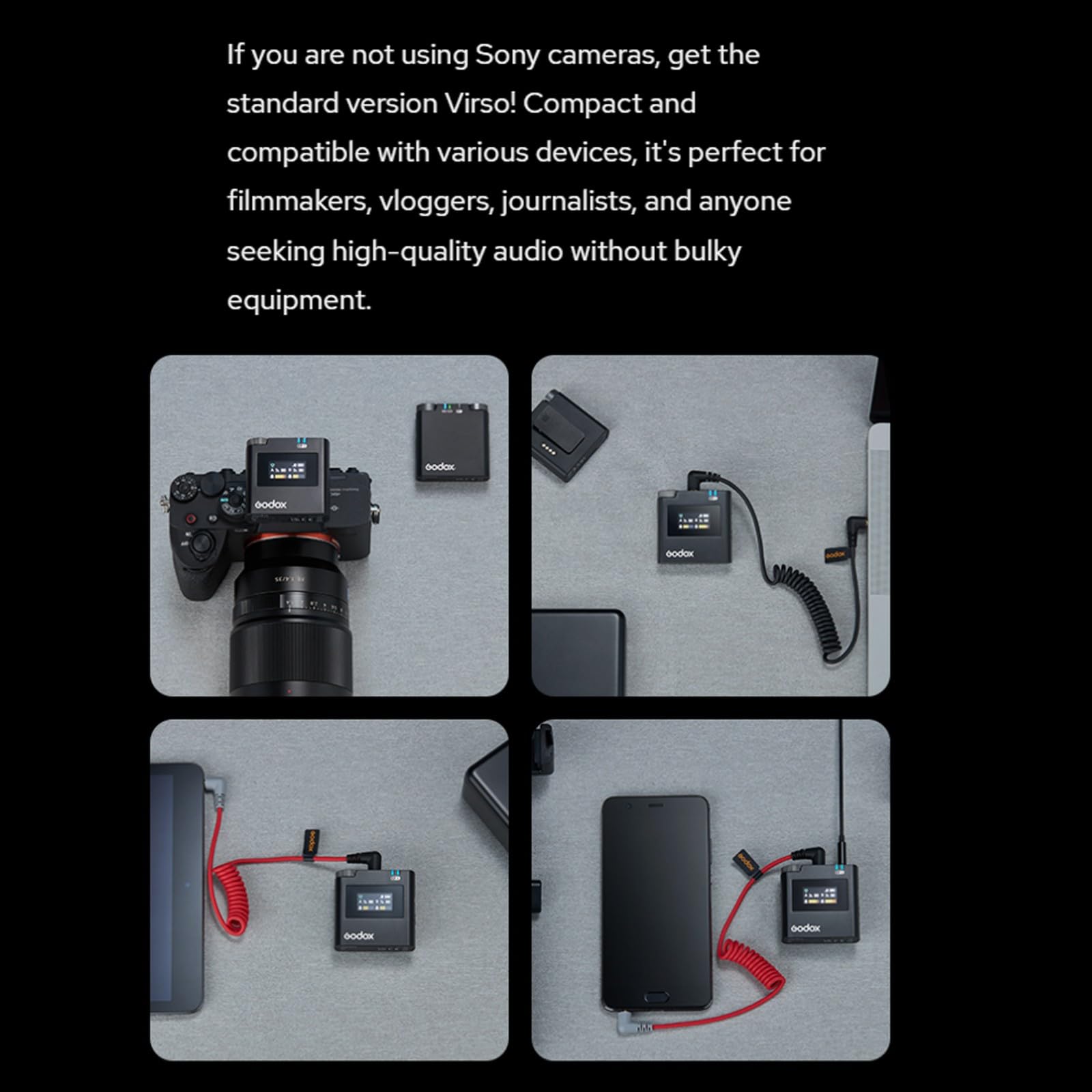 GODOX Micrófono Lavalier inalámbrico Virso M1, micrófono de 2,4 GHz, Alcance de 650 pies (200 m), con transmisor y Receptor Compatible con cámara DSLR, teléfono Inteligente, etc. para Youtube