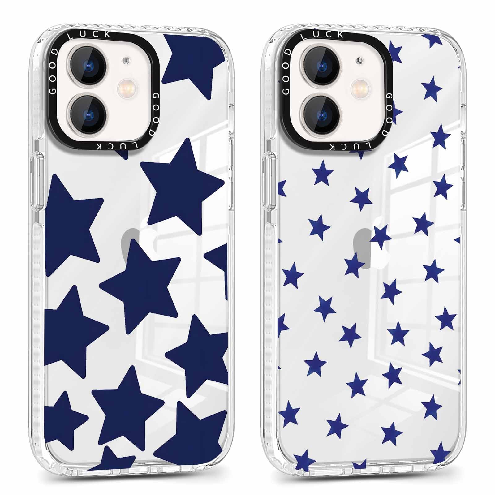 Xylota 2 Piezas Funda para iPhone 11 6,1", Transparente Carcasa con Aesthetic Dibujos Estrella Diseño Case, Claro Silicona Ultrafina TPU Bumper Antichoque Mujer Niñas Cover para iPhone 11,03