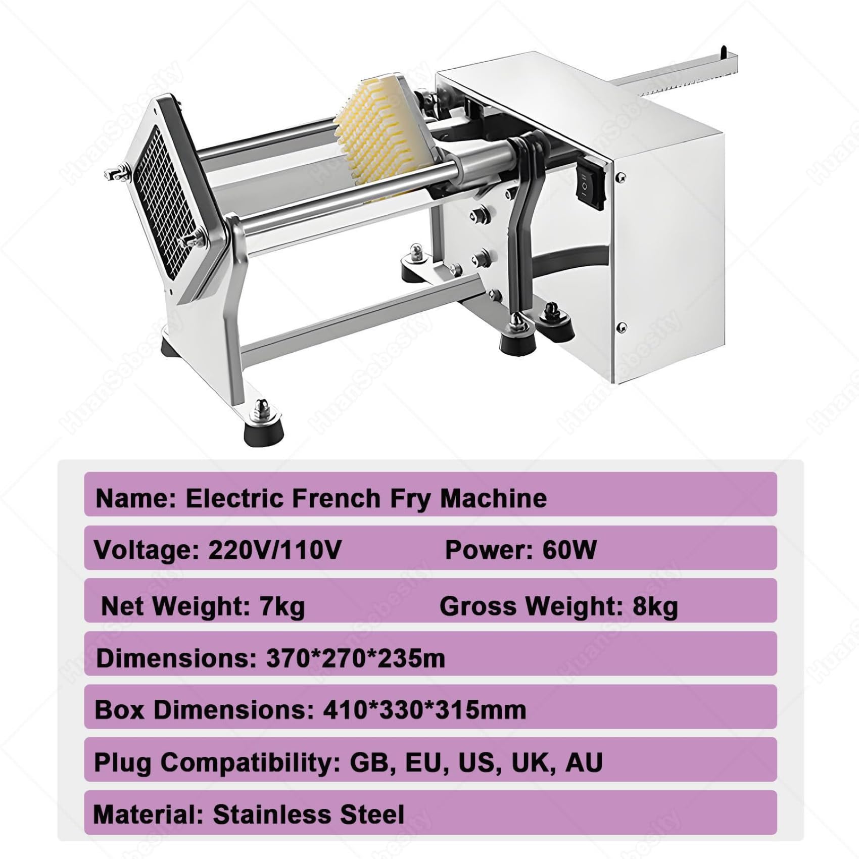 Coupe-Frites Automatique, Machine à Frites électrique de 60 W avec 3 Lames pour Usage Commercial et Domestique, trancheuse à légumes Haute Performance