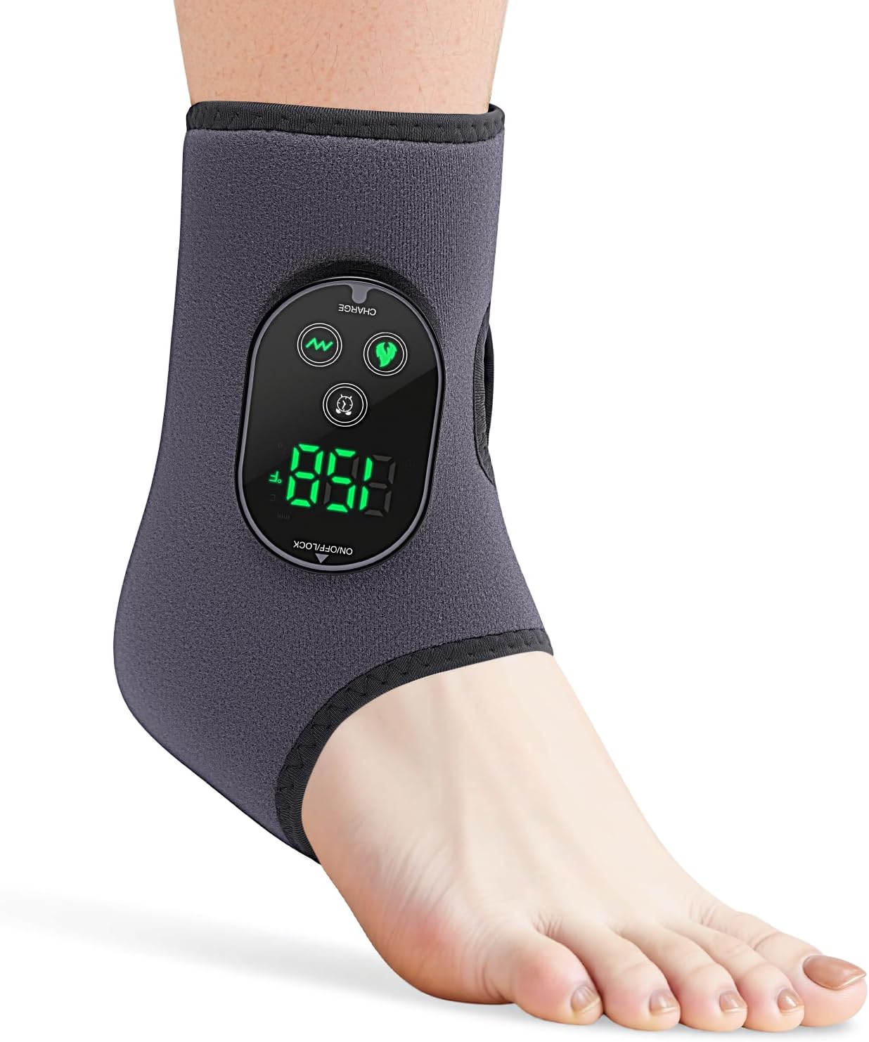 Cordless Ankle Heating Pad- 3-in-1 Ankle Foot Renew Triple Method Massager with 6 Heating and 3 Vibration Levels, 3000mAh Rechargeable Battery, Auto Shut-Off, Gifts for Women Men, Grey