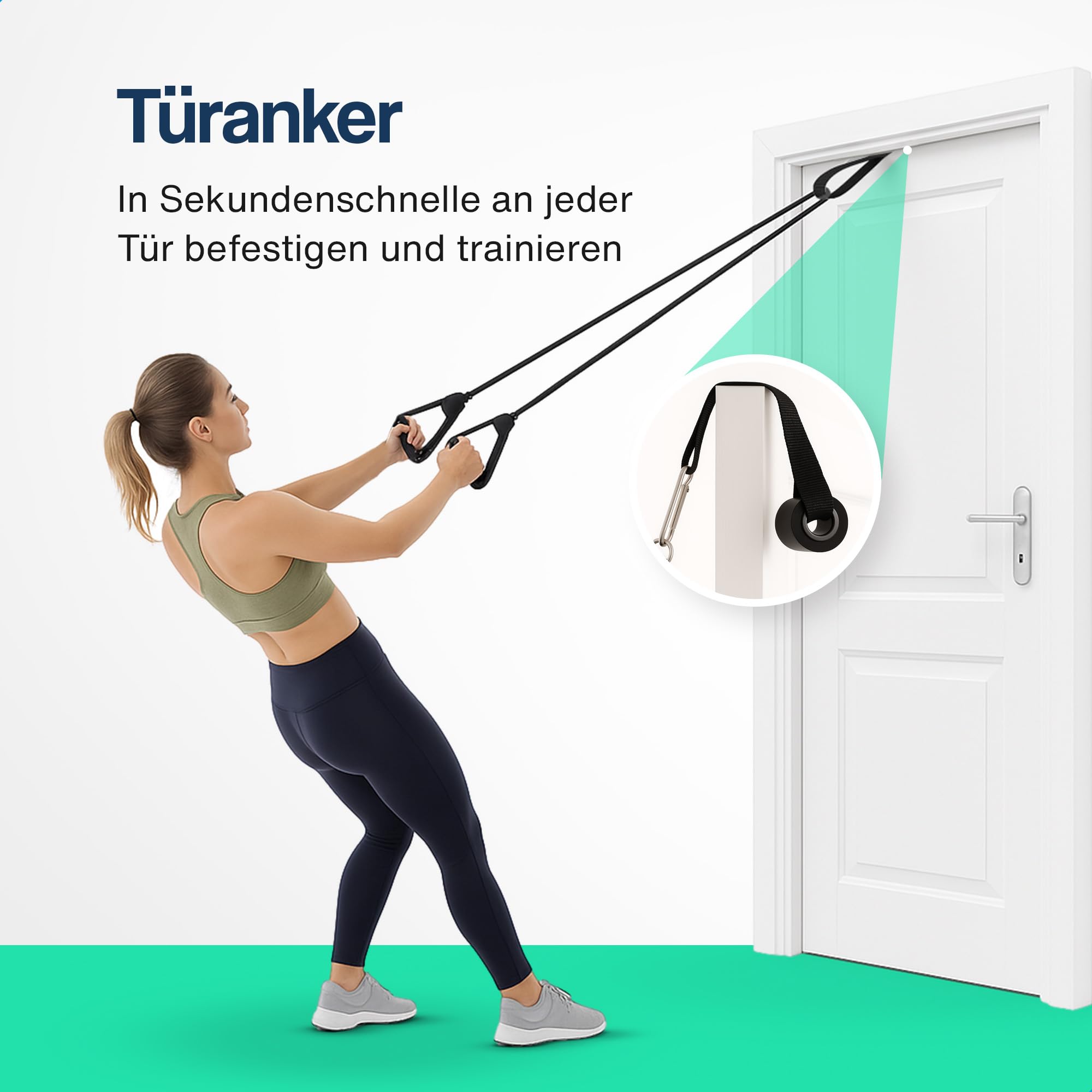 Hulser Widerstandsband Set 6-teilig mit Türanker - 2 bis 55 kg - 104/208 cm - Für Pull Up, Krafttraining, Stretching, Crossfit, Calisthenics - Fitness Resistance Bands aus Natur-Latex