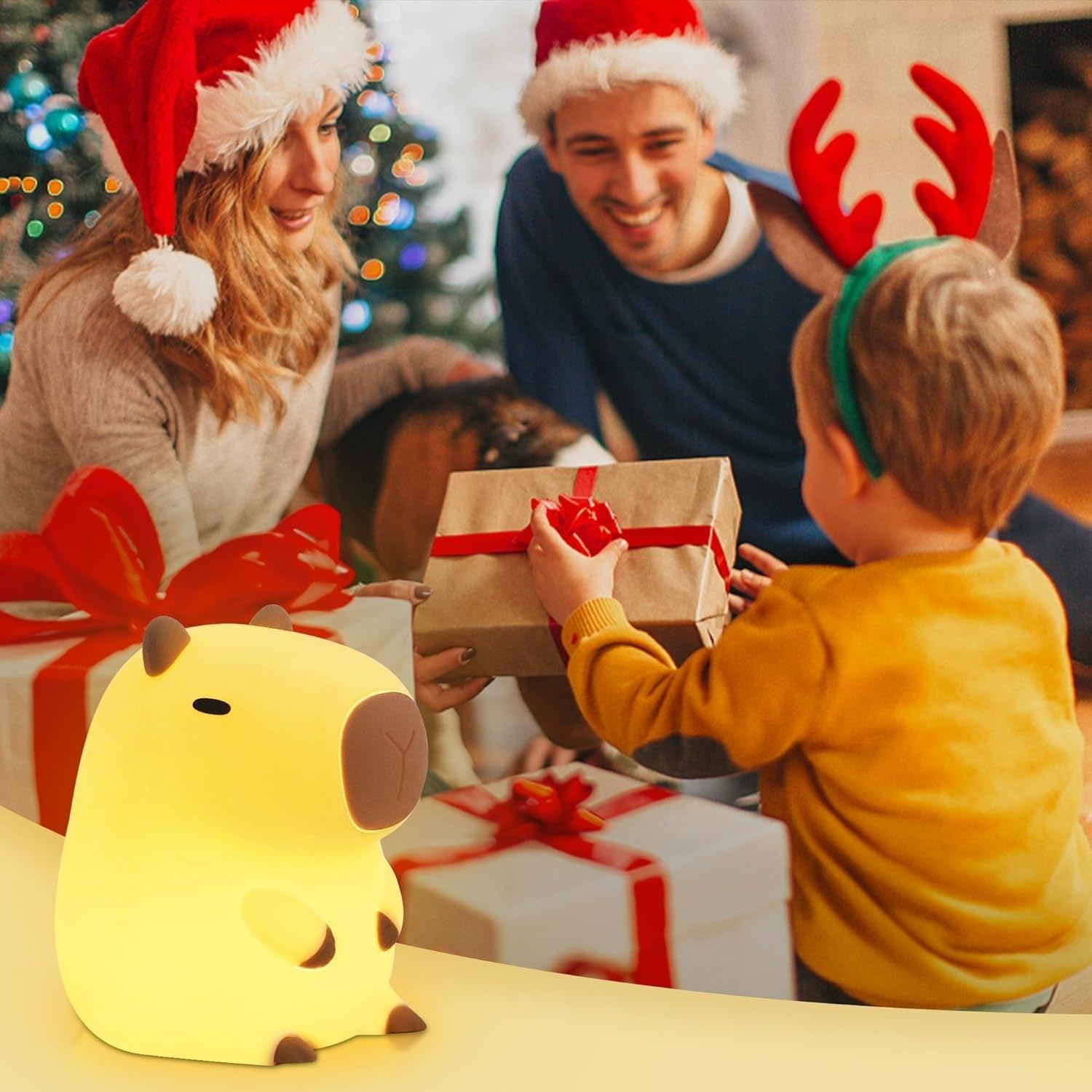 Lampki nocne z kapibarą, lampki LED z kapibarą, lampka z kapibarą ładowana przez USB, lampki nocne dla dzieci do przedszkola, silikonowa lampka nocna dla dzieci do sypialni, salonu i łóżka (B)