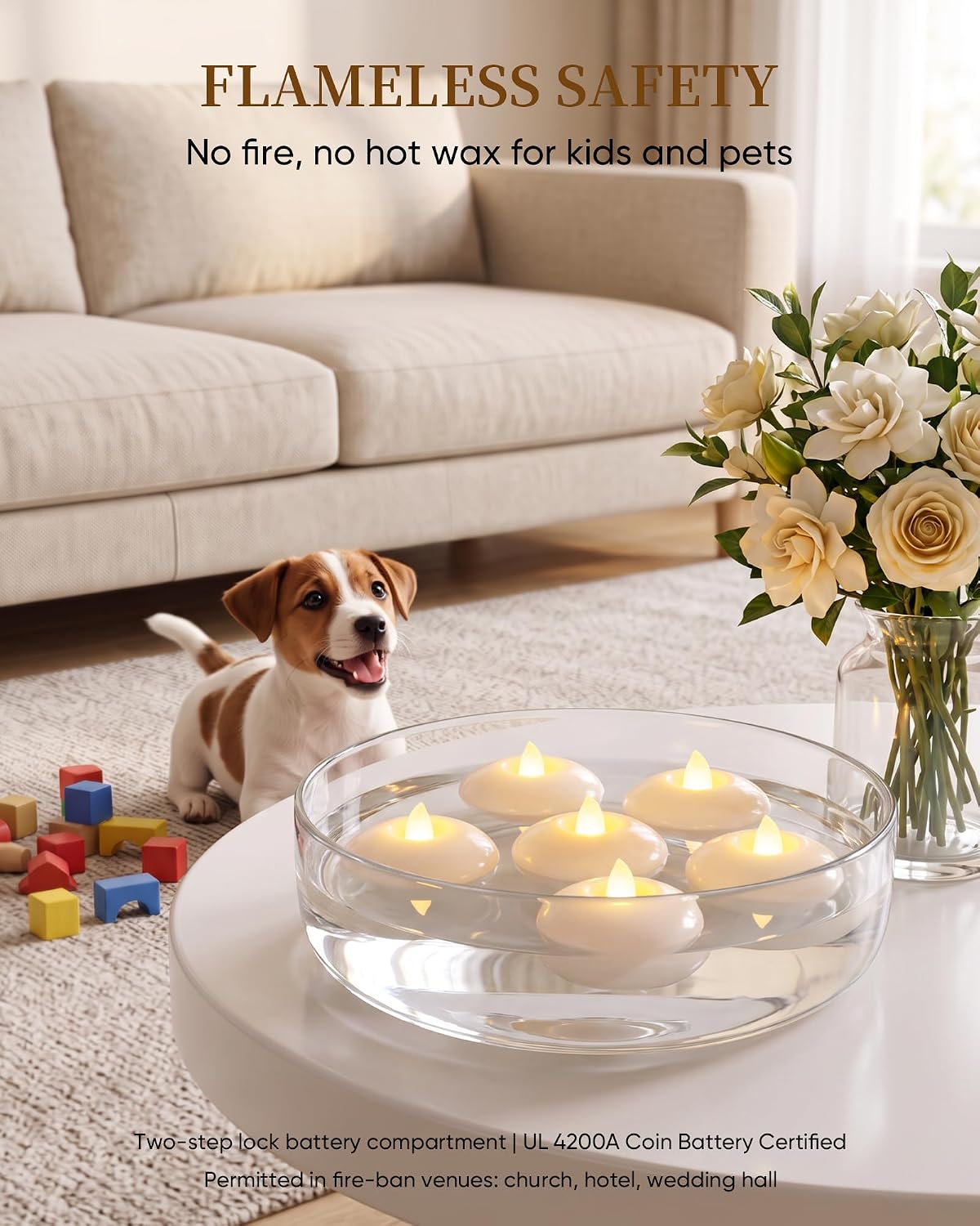 3" White Flameless LED Floating Candles, Water Activated Tealight, 24 Pack