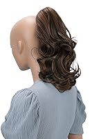 Vista 13 de PRETTYSHOP - Extensión de cabello rizado voluminoso, cola de caballo de 14 pulgadas con clip, resistente al calor