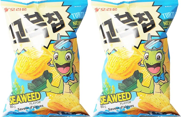 VALUBNDL: TURTLE CHIPS - Korean Snacks - Exotic Chips Corn Thins - Custom VALUBNDL Branded (2 PACK, SEAWEED) - Seaweed - 1 count (Pack of 2)