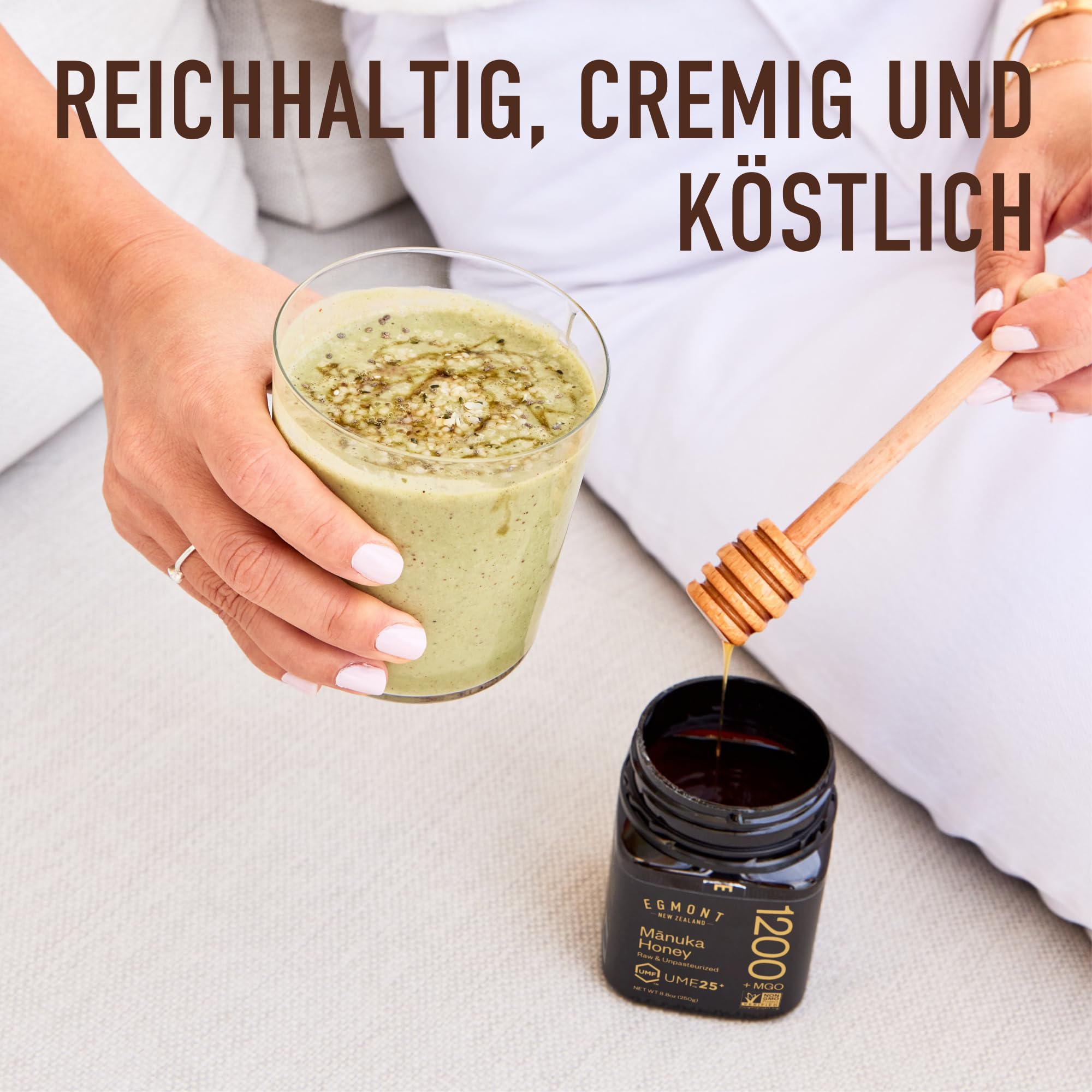 Egmont Honey Manuka Honig 1200+ MGO 25+ UMF | 250 g | 100% Reiner Manuka Honig aus Neuseeland, UMF-zertifiziert, Premium Qualität, Non-GMO, Koscher, Rückverfolgbar, Geschenkbox | Hohe Intensität | Roh & Nicht Pasteurisiert | UMF 25+ | Monofloral Premium-R