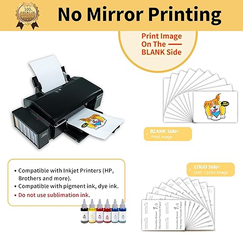 Miniatura 3 de TransOurDream Vinilo de transferencia de calor imprimible para tela oscura (50 hojas, 8.5 x 11 pulgadas)