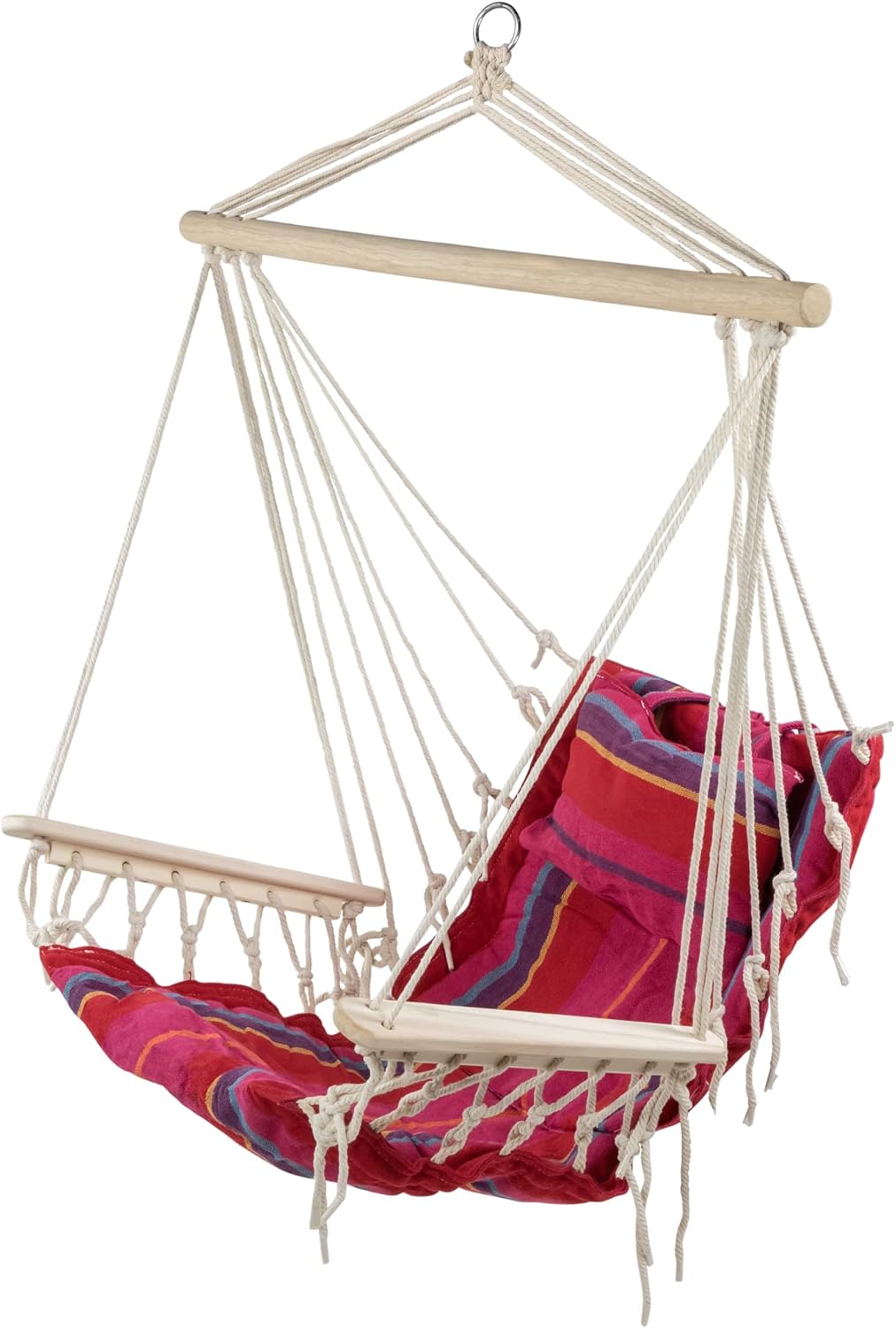Northlight 32756772 Blue Brown and Yellow 21" x 37" Striped Hammock Chair with Pillow and Armrests