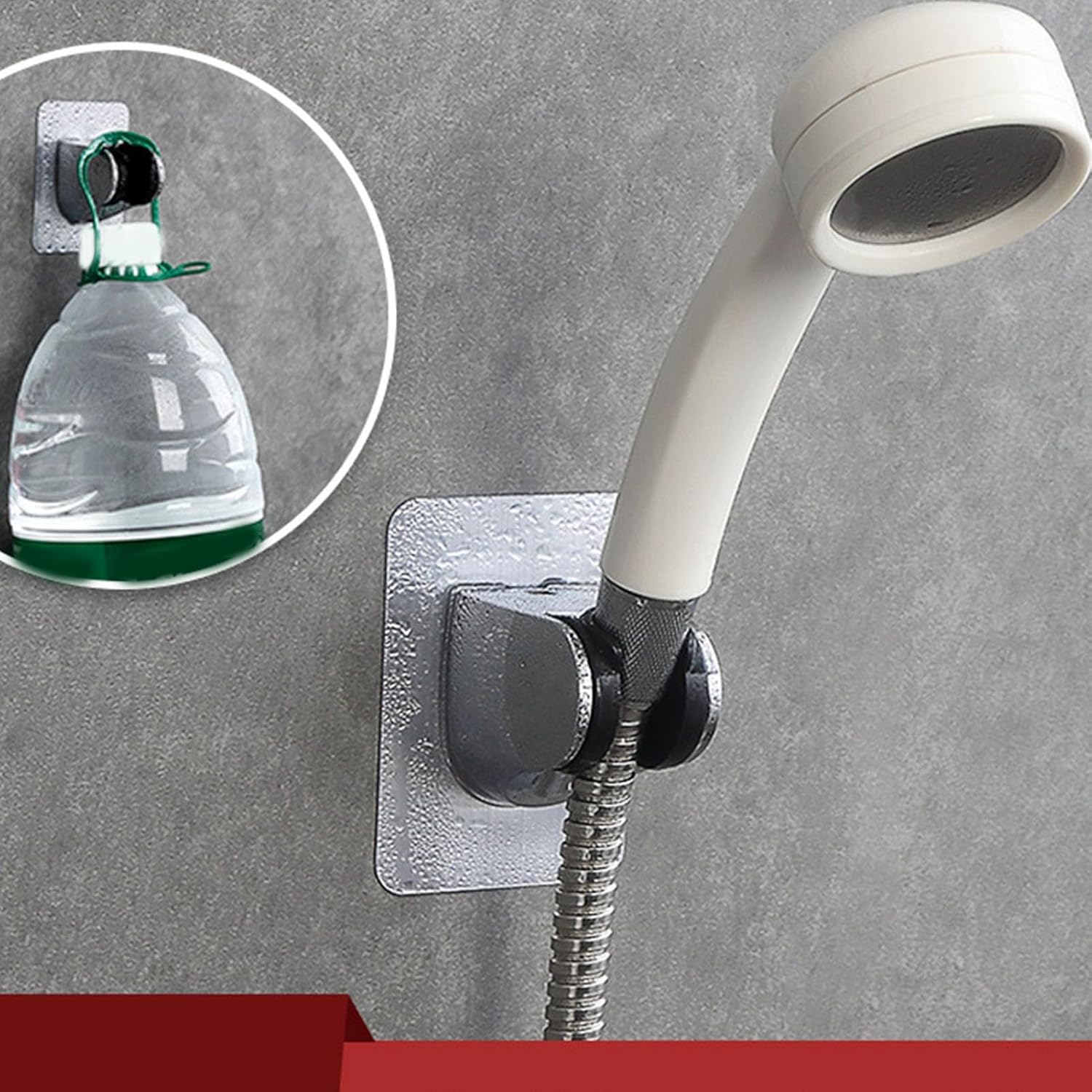 Handheld Shower Head Holder Adhesive Wall Mounted Shower Bracket Strong Adhesive and with Strong Adhesive for Bathroom Kitchen