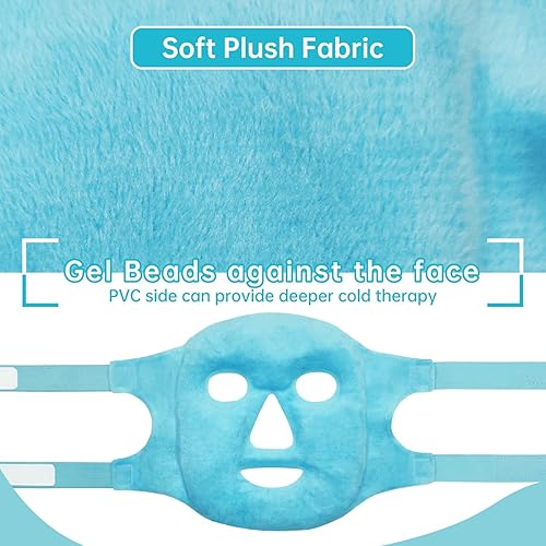 Miniatura 7 de Máscara facial de hielo reutilizable y fría para hinchazón, ojeras, bolsas de ojos, ojos secos, dolores de cabeza, migrañas, alivio del estrés,