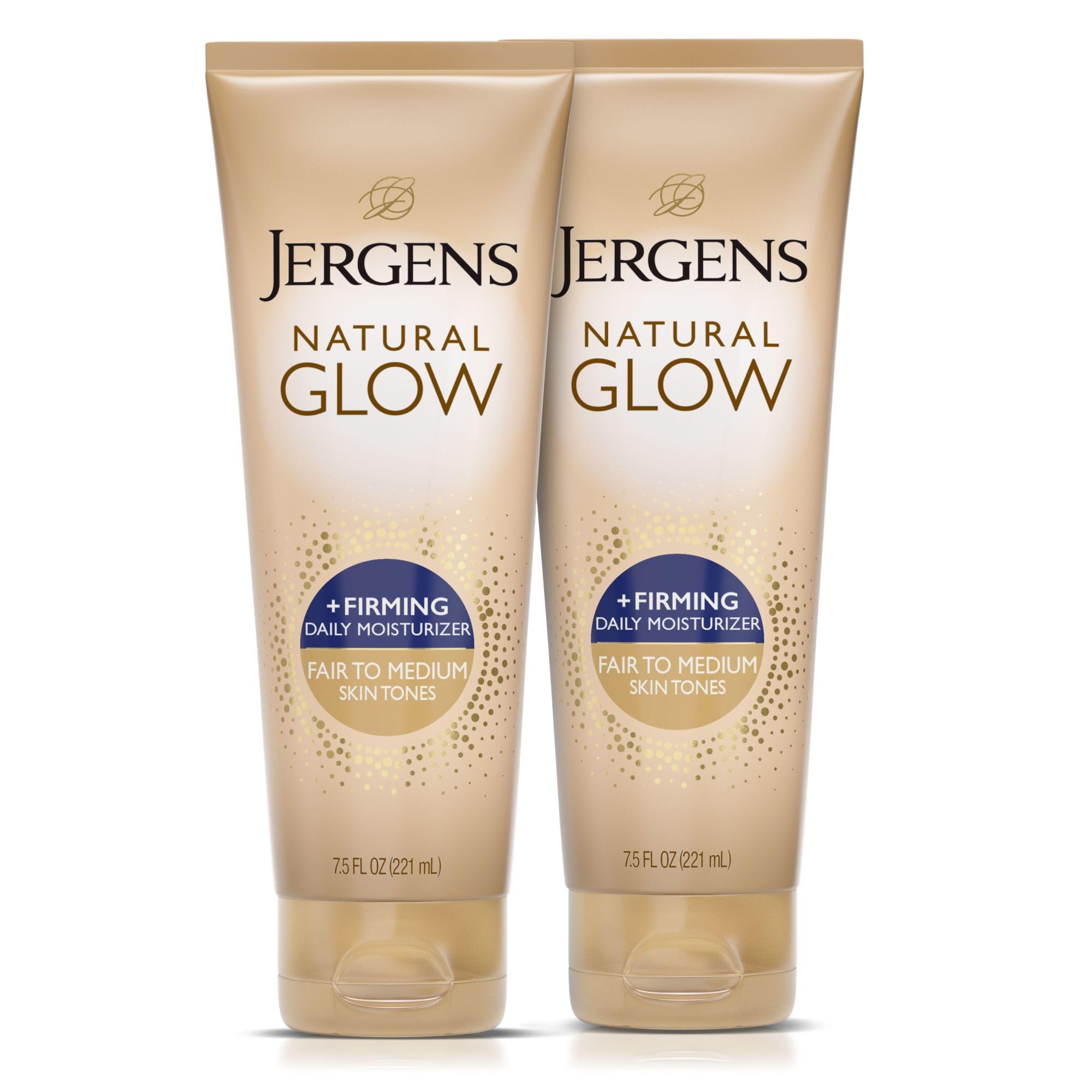 Jergens Natural Glow + FIRMING Self Tanner Body Lotion, Fair to Medium Skin Tone, Sunless Tanning Moisturizer with Collagen and Elastin, Helps to Visibly Reduce Cellulite, 7.5 Fl Oz, Pack of 2