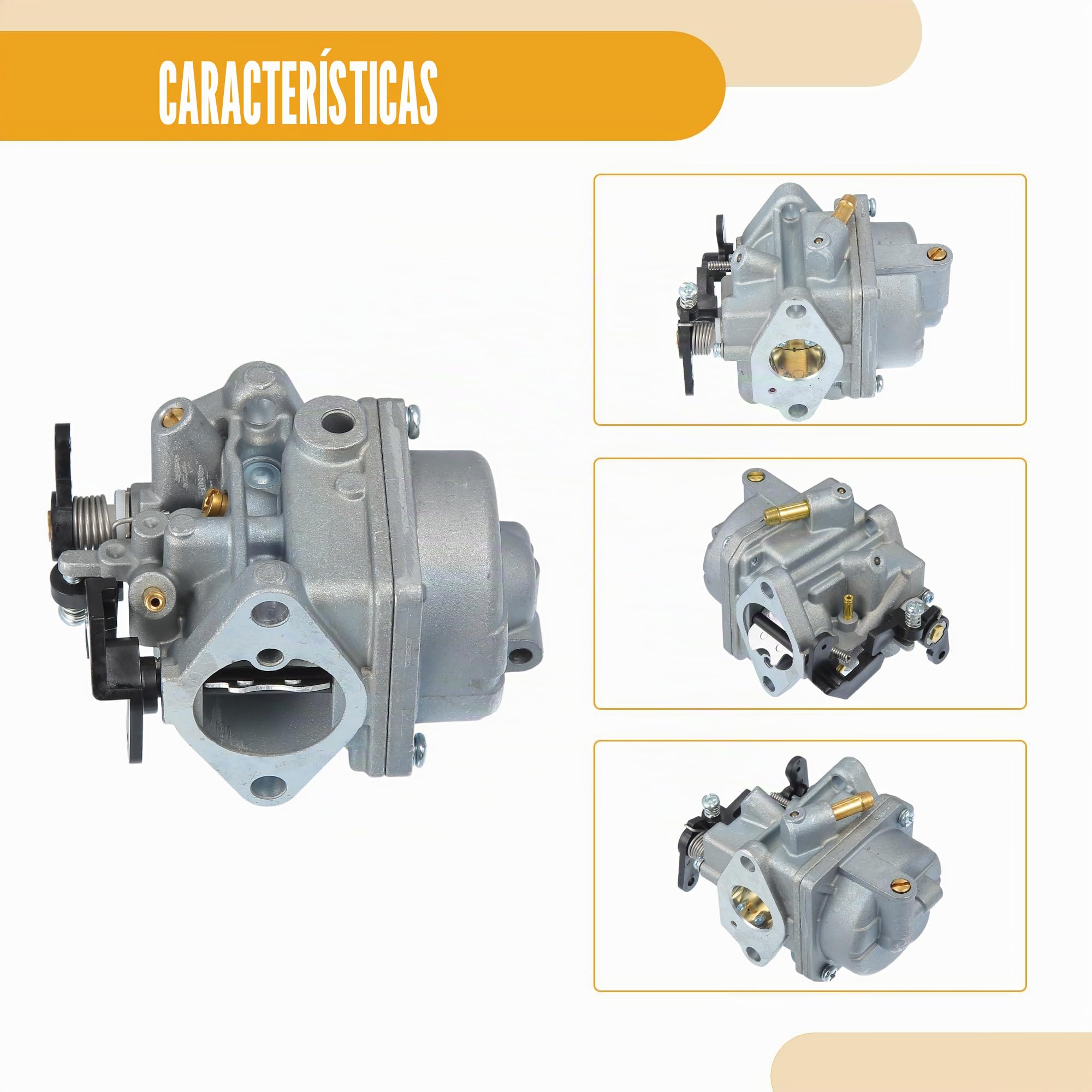 A ABSOPRO Barco Motor Carburador Kit Para Tohatsu 3.5-6Hp 1 Juego | Material Metal Y Plastico, Color Negro/Plateado, Tamano 9.3X7.1X6Cm, Para Mercury Hyfong 4T Mfs4-5 Nfs4-5, 1 Bujia, 2 Juntas
