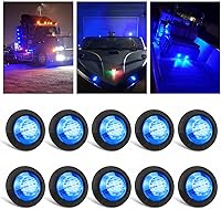 Vista 15 de juego de 10 luces LED selladas impermeables ámbar de 3/4" mini redondas, luces indicadoras delanteras, traseras y laterales, luces de gálibo