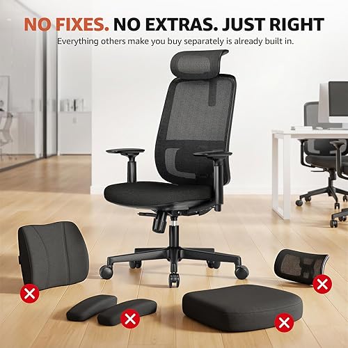 Miniatura 10 de M1 Silla ergonómica de malla para oficina, silla de escritorio de oficina en casa con soporte lumbar ajustable, cómoda silla