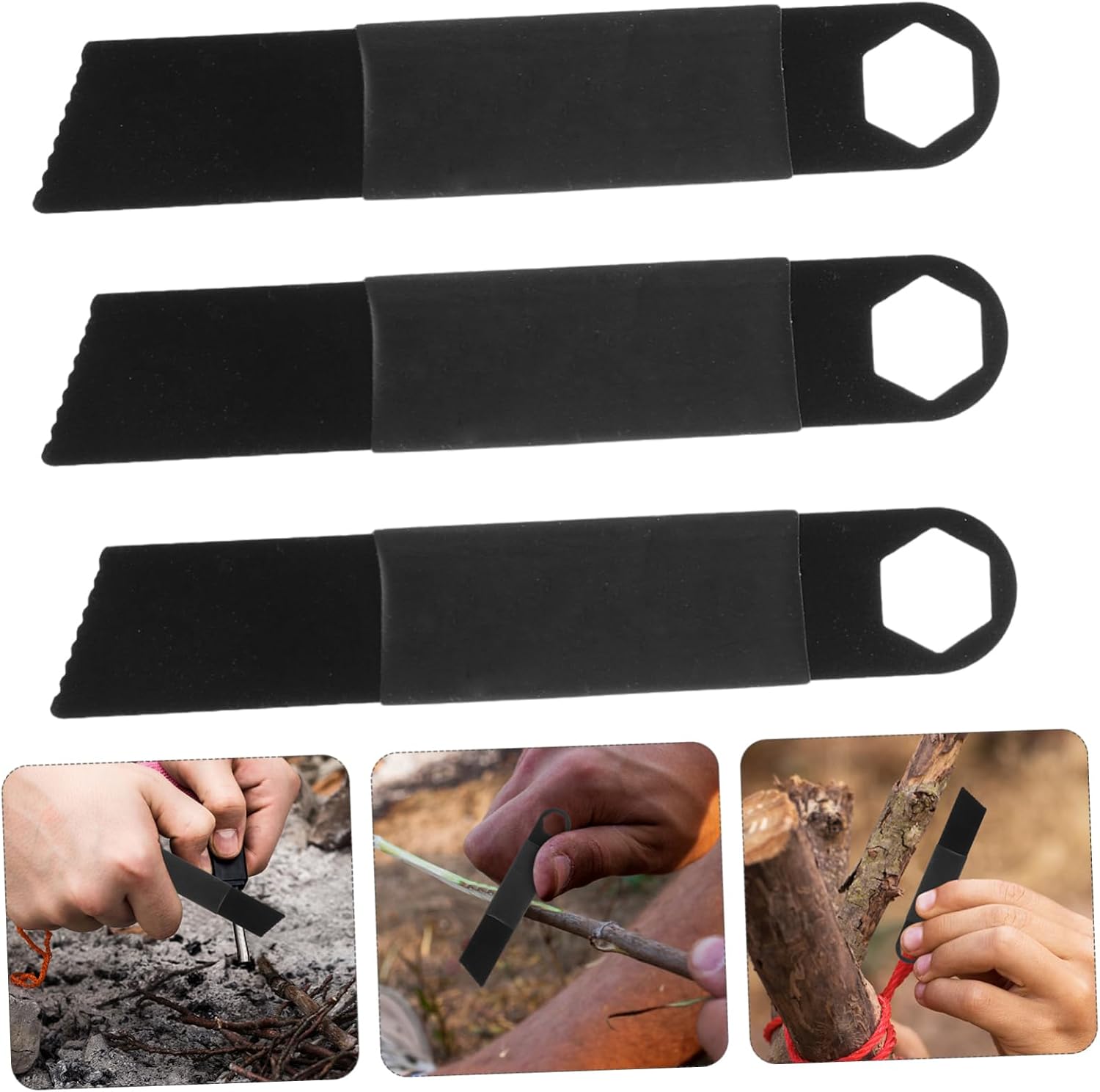 10pcs Stainless Steel Flint Fire Starter Scraper Set for Camping Lightweight Emergency Tool for Outdoor Survival Scraping and Spark Generation