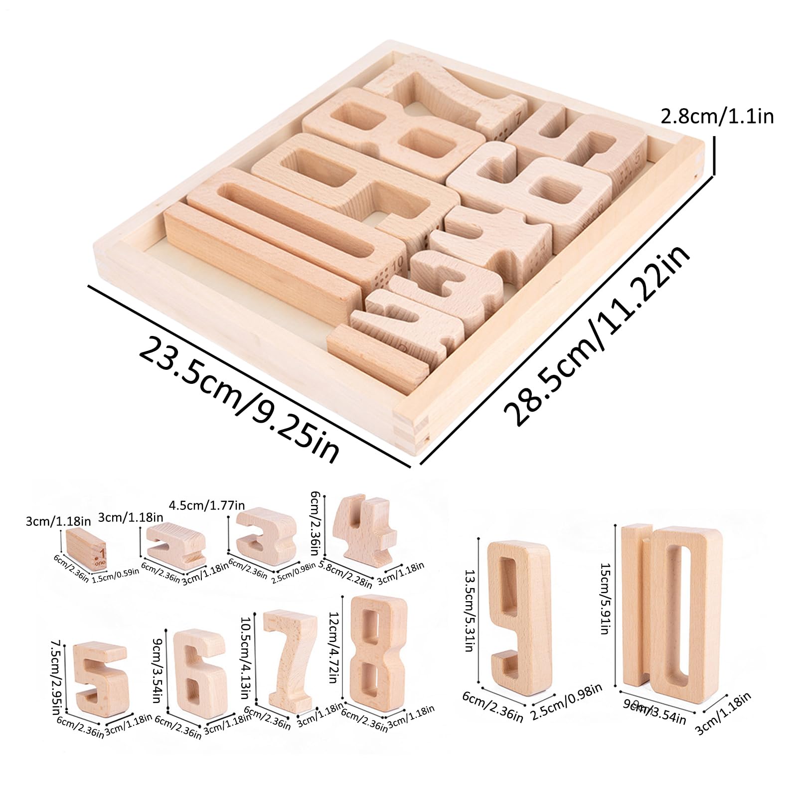 Generisch Wooden, Math Learning Toys, Stacking Educational Set, Smooth Rounded Edges, jasny kolor, idealny do zajęć w szkole i wczesnej edukacji domowej