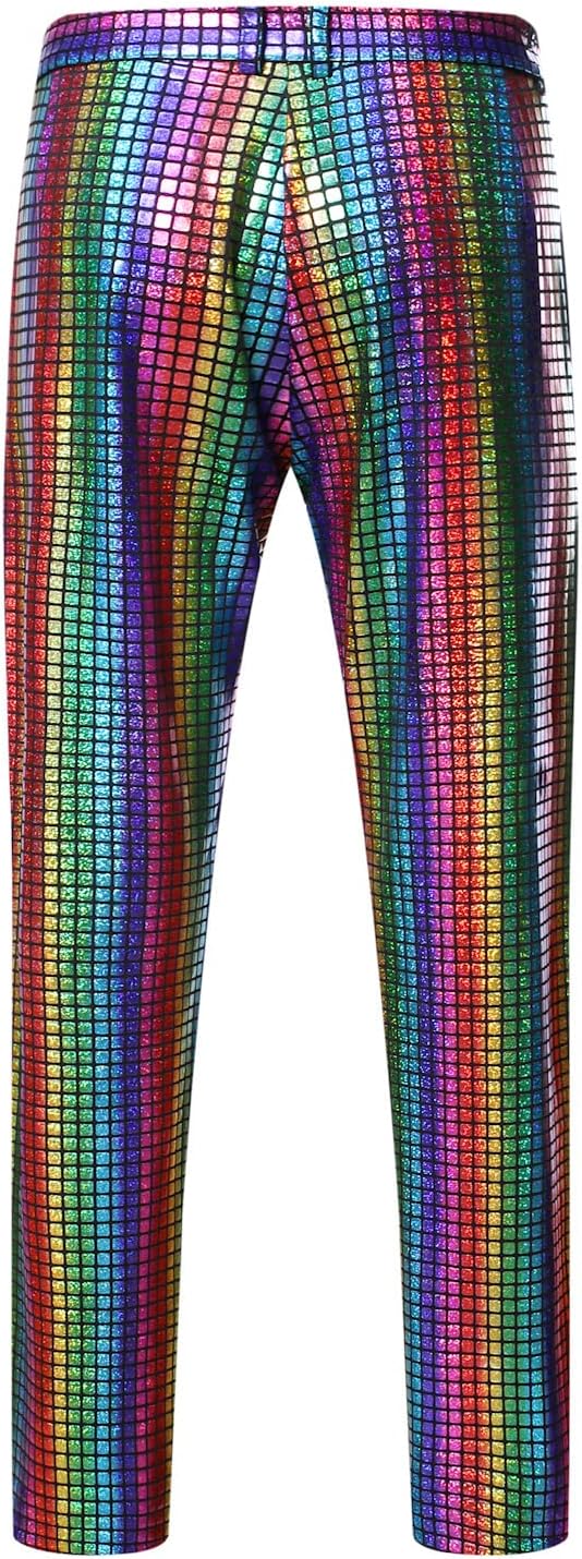 NewL Shiny Sequin Pants Mens Nightclub Prom Dancer Singer Punk Rock Pants Festival Christmas Party Stage Pants