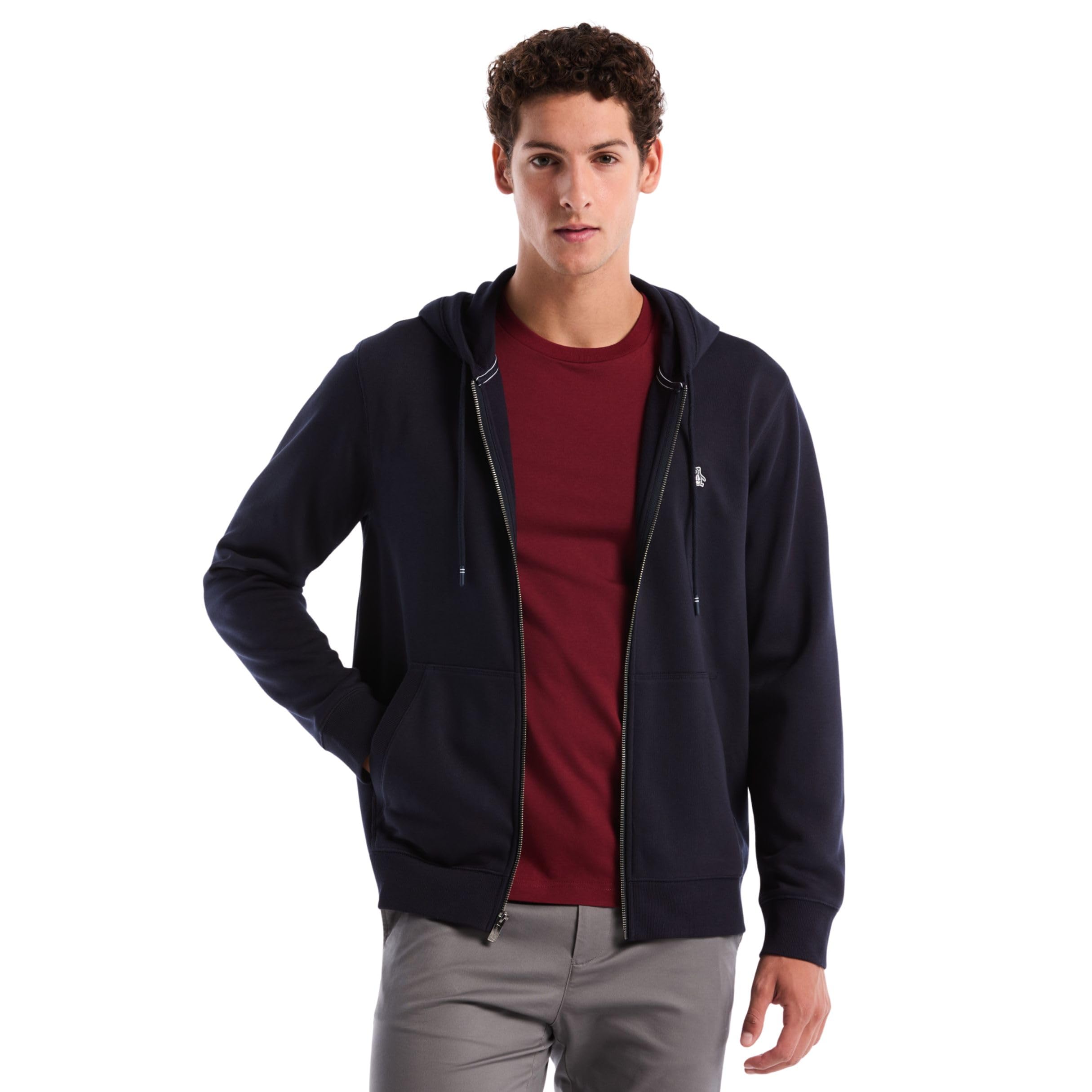 Original Penguin Fleece Full Zip Hoodie, XXL, Blue Dark Sapphire