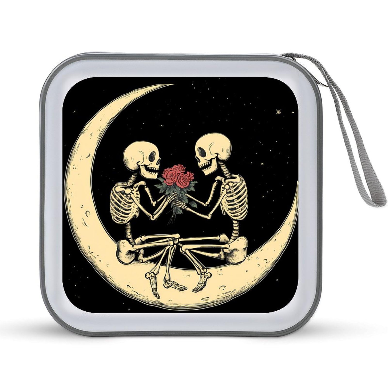 Skull Moon Rose CD Case Plastic DVD Case Holder Wallet Disc Storage Organizer for Car Travel