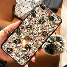 Case for Galaxy A80,3D Handmade Fluffy Ball Sparkle Stunning Stones Crystal Rhinestone Bling Diamond Glitter Case for Samsung Galaxy A80/ Galaxy A90B Pink/Black