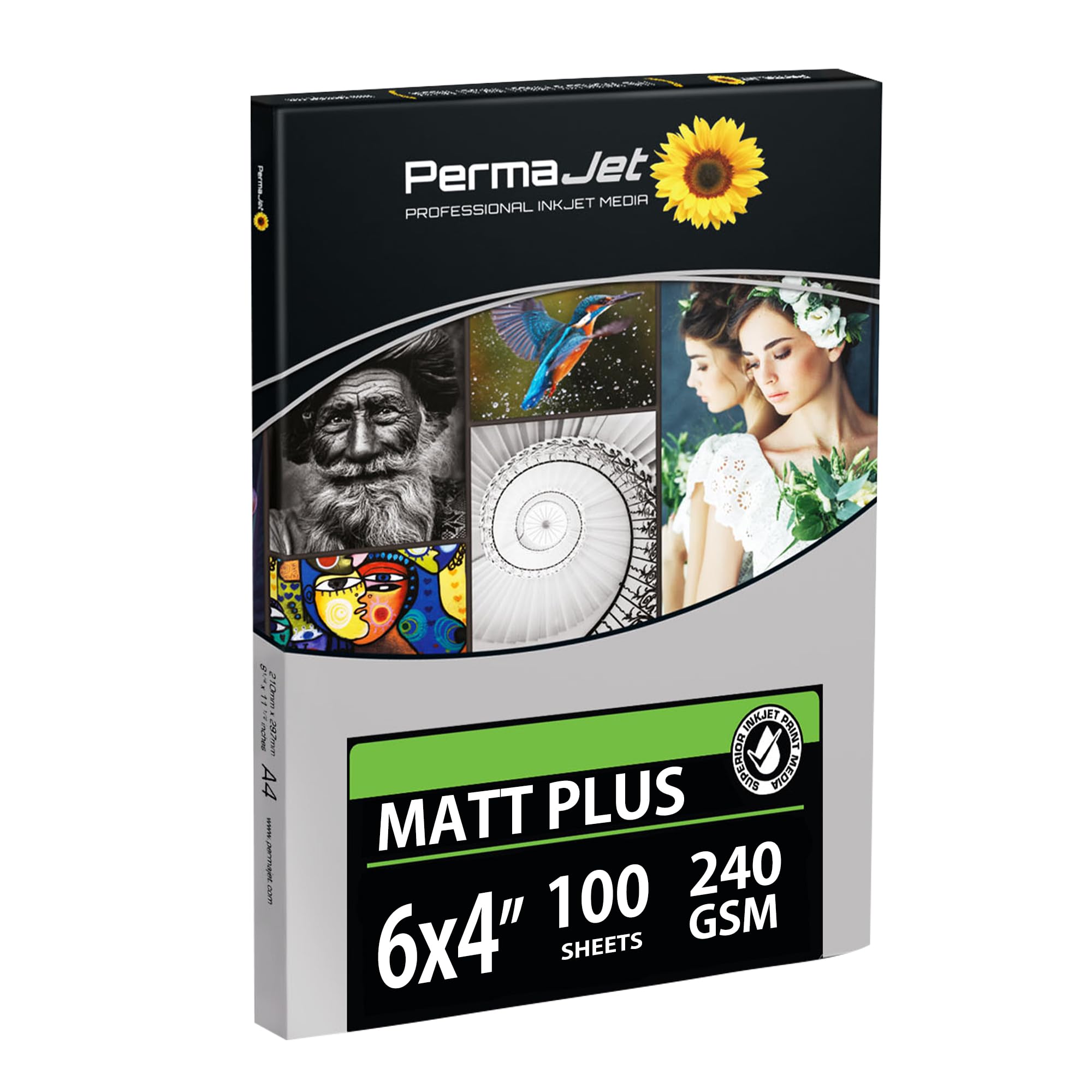 Permajet White Matt Plus 240Gsm | 6" X 4" 100 Sheets | Inkjet Matt Printer Photo Paper