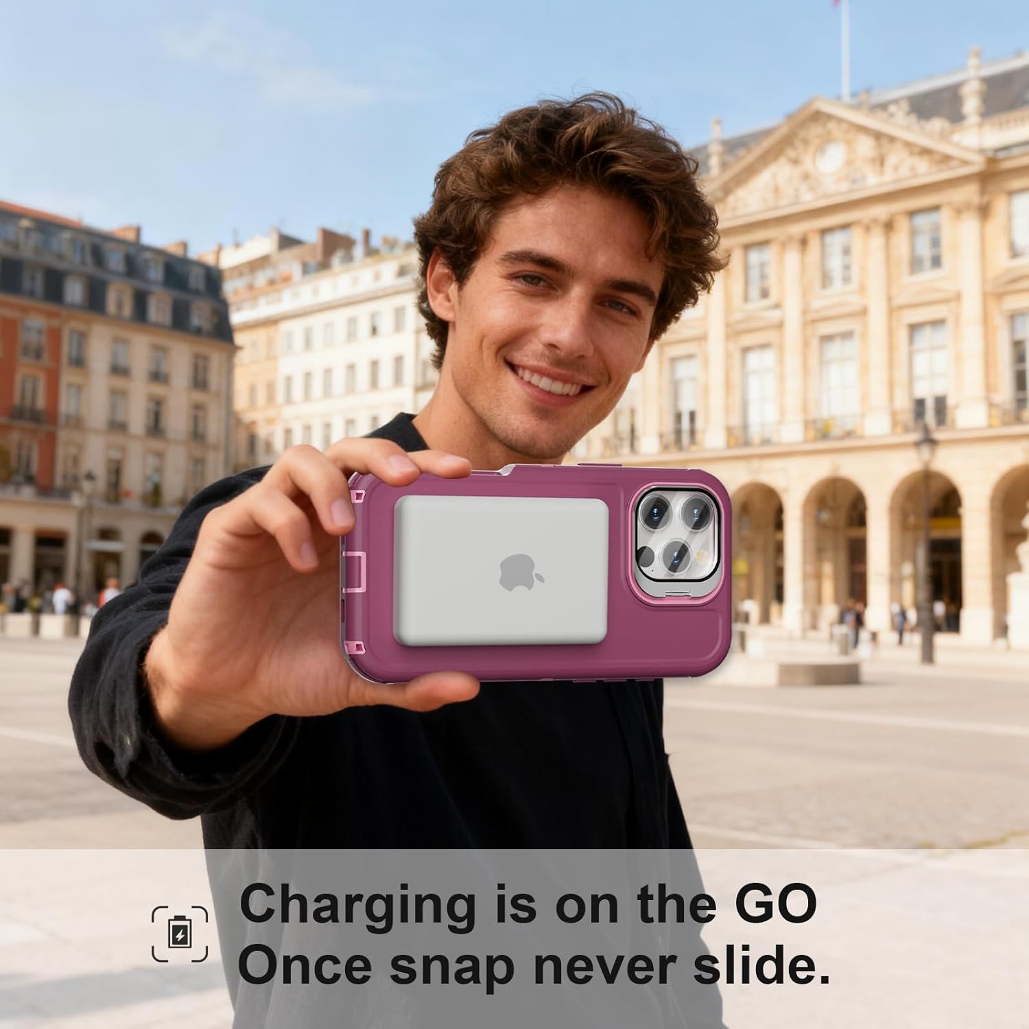 for iPhone 16 Pro Max Case with Stand & Built-in Camera Cover, MagSafe Compatible, Heavy-Duty Shockproof Protection, Magnetic & Rugged Phone Cover for iPhone 16 Pro Max 6.9'',Purple-Pink - Image 9