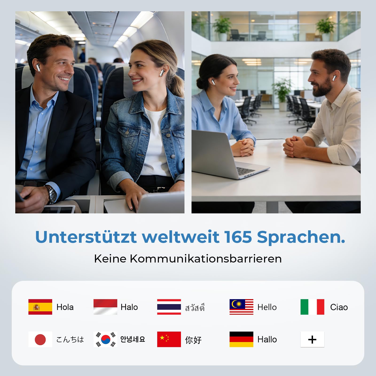 Ki Übersetzungskopfhörer 3-in-1 Echtzeit Sprachübersetzer Ohrhörer 164 Sprachen 11 Modi 48H Akkulaufzeit HiFi-Sound LCD-Touchscreen Bluetooth 6.0