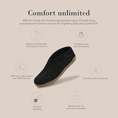 Glerups 100% quality wool mix Shoe Slipper with leather sole - Unisex