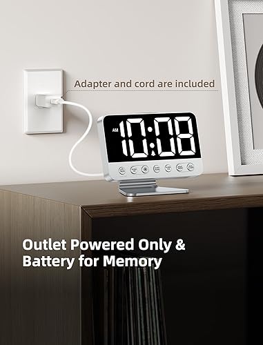 Miniatura 6 de Digital Alarm Clocks for Bedrooms: Large Bold Number 5 Brightness Dimmer - Easy to Read Across The Room - 5 Alarm Sound 8 Night Light - Silver