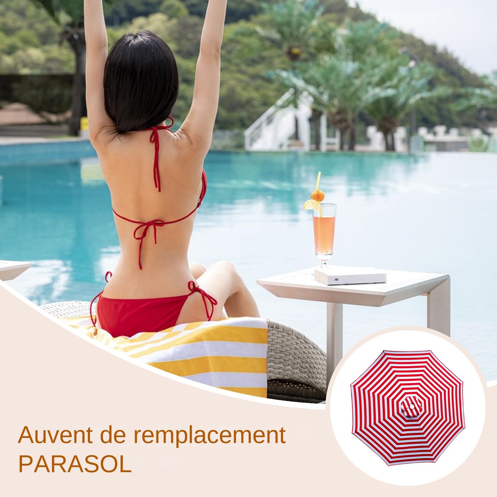 Toile De Rechange Parasol Housse De Remplacement Parasol Anti-UV