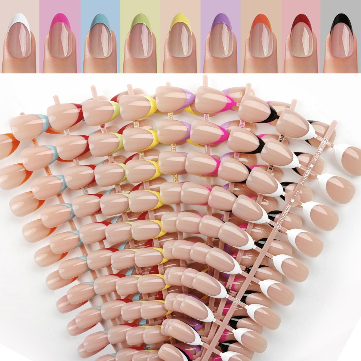 216 Pcs French Tip Press on Nails Kit - Glossy Manicure Set