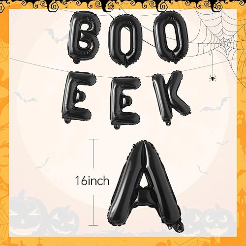 Miniatura 3 de BOOEEK - Globos de Halloween de 16 pulgadas, globos de aluminio negro de Halloween, decoraciones de fiesta de Halloween para niños, fiesta de