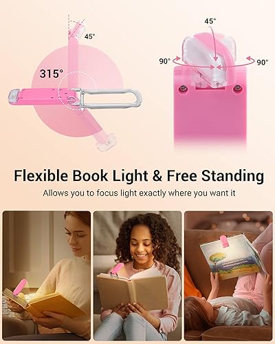 Miniatura 4 de DEWENWILS Luz de lectura de libros, recargable por USB, para leer en la cama, luces LED con clip para niños, ratones de biblioteca, bloqueo de luz