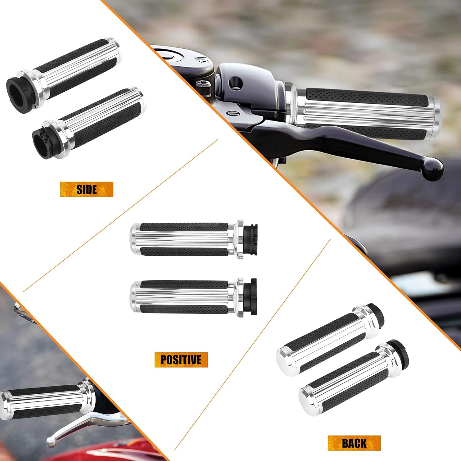 Motorcycle Handlebar Grips for 1" 25mm Handle Bars Universal Fit for Harley Touring Dyna Softail Sportster XL 883 1200 Chrome