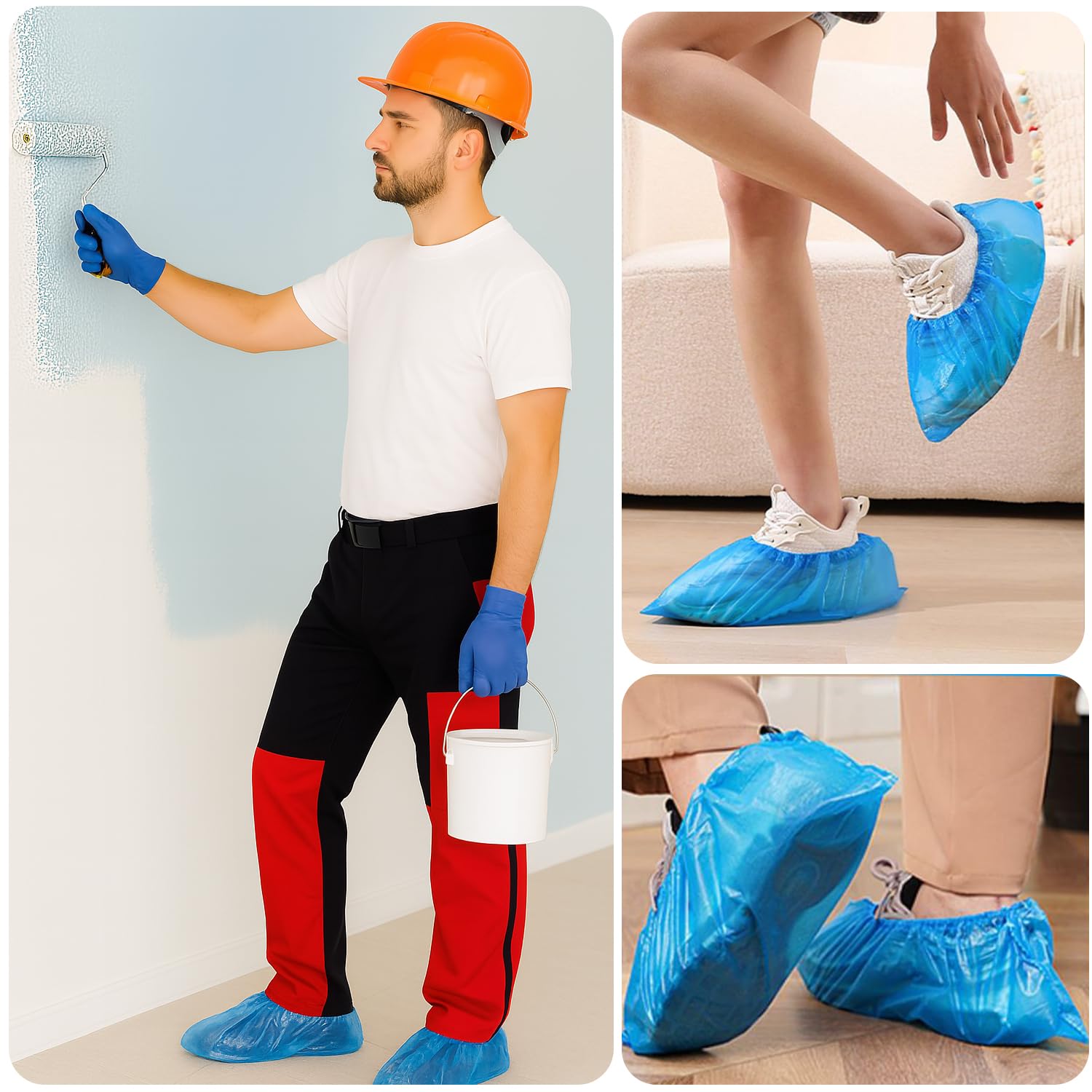 Lot de 200 couvre-chaussures jetables en intérieur - Distributeur automatique - Taille unique - Protège votre sol pour maison, bureau, hôpital, usine - Argenté