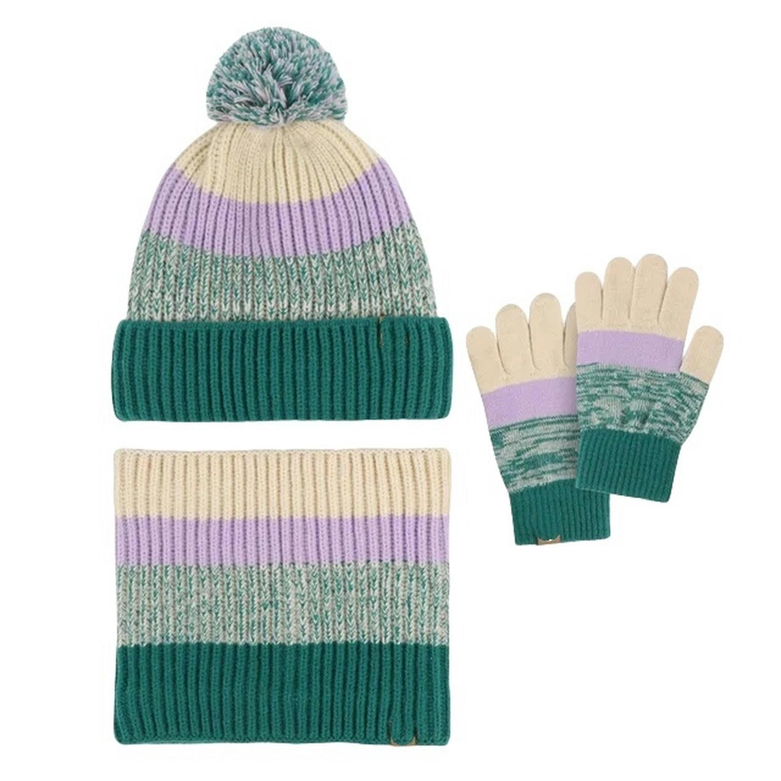 Zonto Wintermütze Schal Handschuh-Sets Kinder Winterhut Handschuhe Schal Set Girls Kinderhut Wolle Gestrickt Plüsch Ausgekleidetem Handschuhset Set-Stil 2 Blau