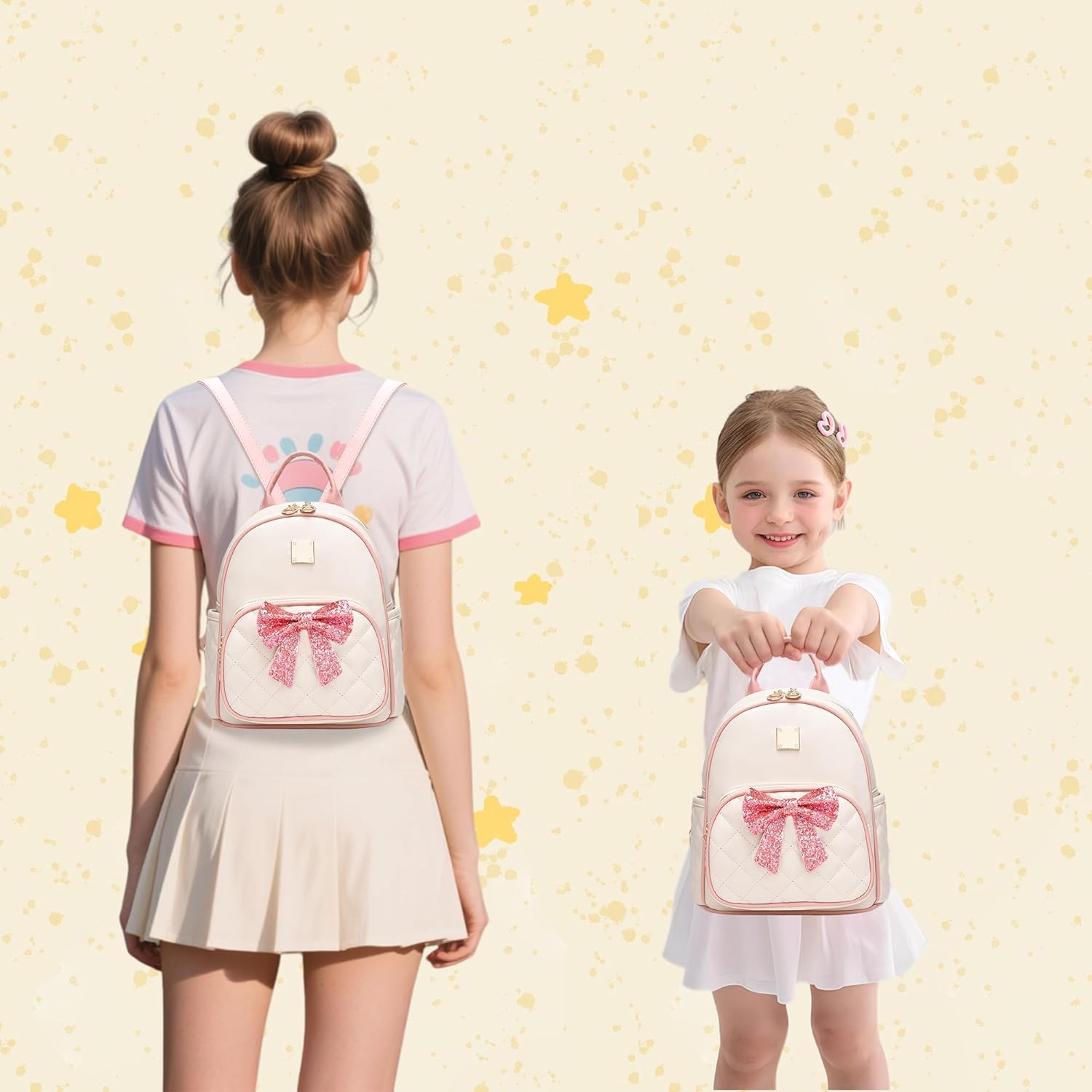 I IHAYNER Mini Backpcak for Girls Small Bowknot Quilted Leather Backpack Purse for Women Travel Cute Trendy Stuff Gifts for Kids Pastel Pink - Image 8