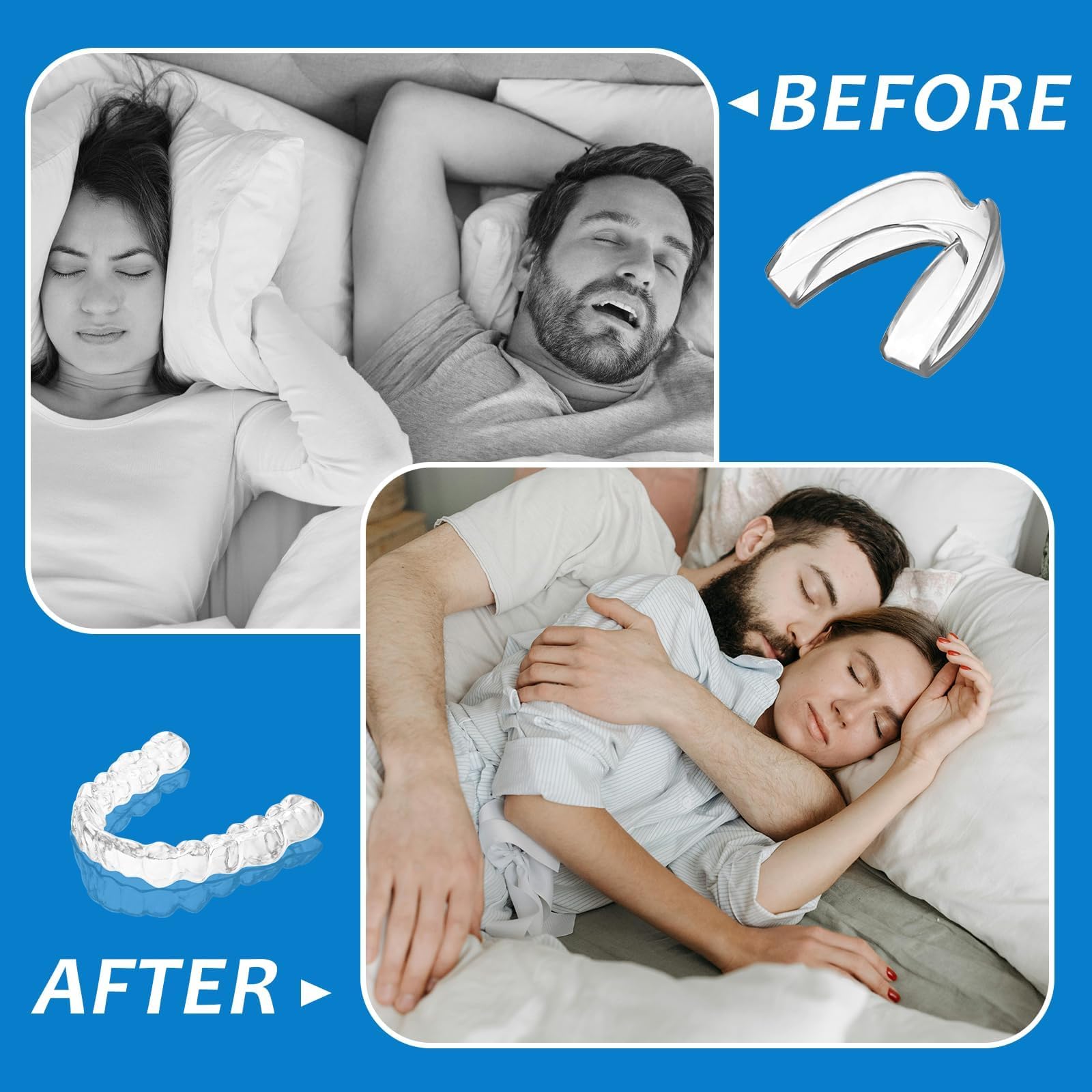 4 Piezas Férulas Descarga Bruxismo,Férula Dental Transparente para Dormir,Prevenir el Bruxismo, Dispositivos Anti Ronquidos para Detener Los Ronquidos, Reduce Ronquido, Unisex Adultos