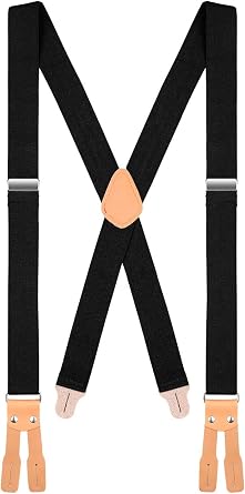 Button End Logger Work Suspenders for Men - 48" Adjustable Straps 1 1/4" - X Shape