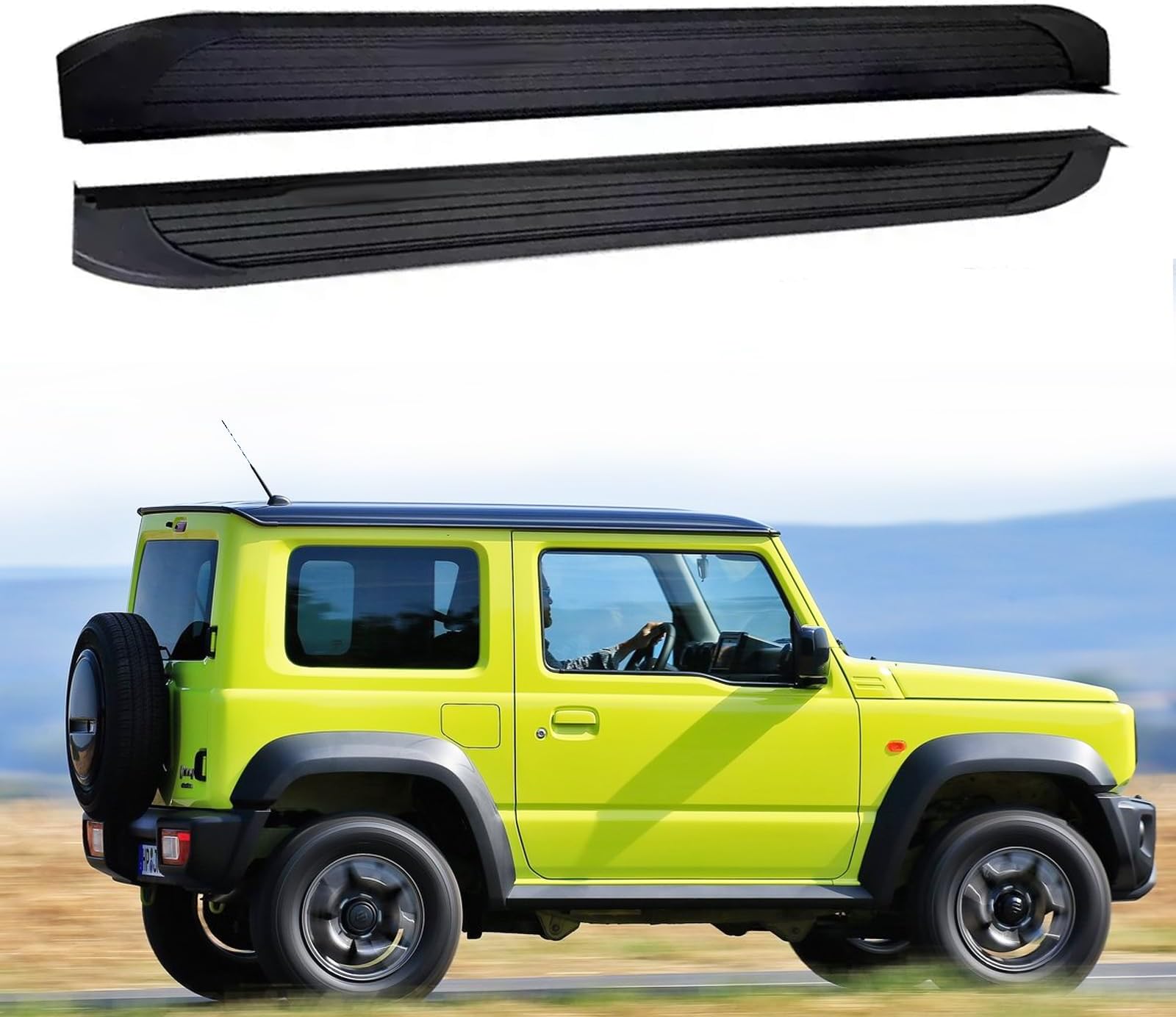 2Pcs Running Boards Side Steps Peals Nerf Foot Protector Bar Black with Brackets Fits for Jimny JB64 2019 2020 2021 2022 2023 2024 2025 (2 Door)
