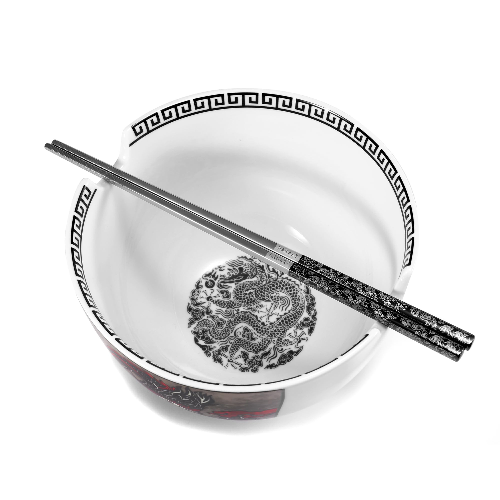 Amazon.com | Hagary Dragon Ramen Bowl with Chopsticks Ceramic Bowl