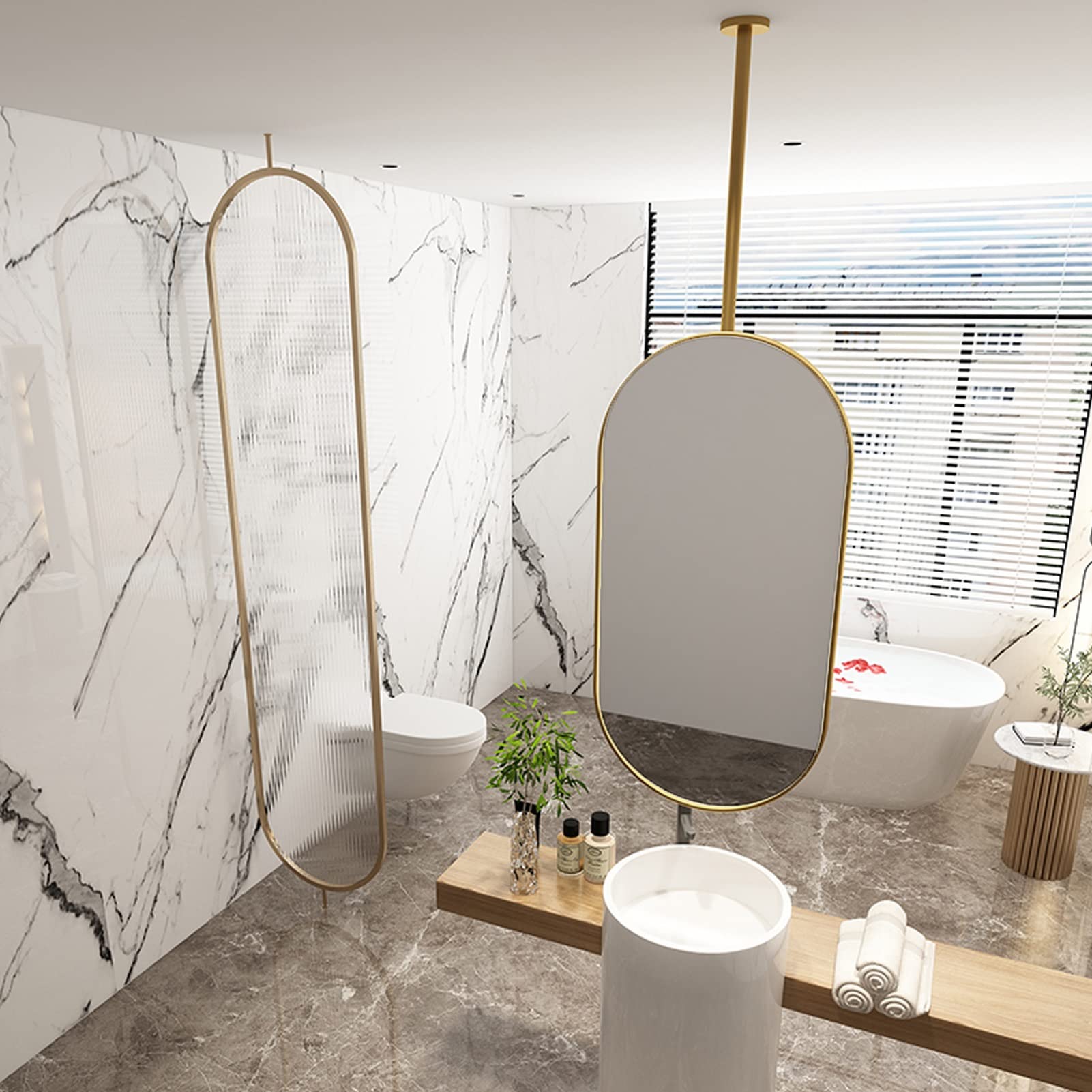 Miroir ovale doré haut de gamme en métal pour décoration hôtel