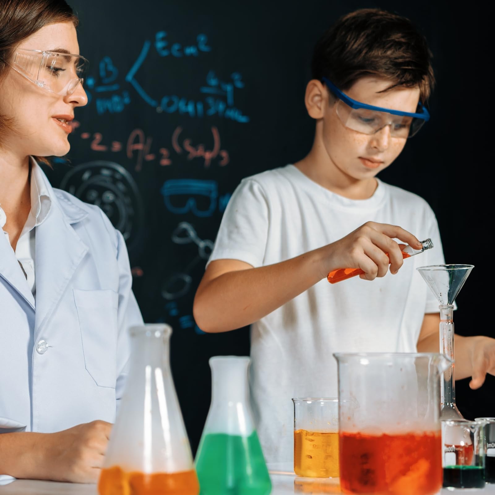 PATIKIL 100mm Imbuto In Vetro, Corto Gambo Scientifico In Vetro Borosilicato Spessa Parete Per Riempire Bottiglie Uso Casa Laboratorio Cucina