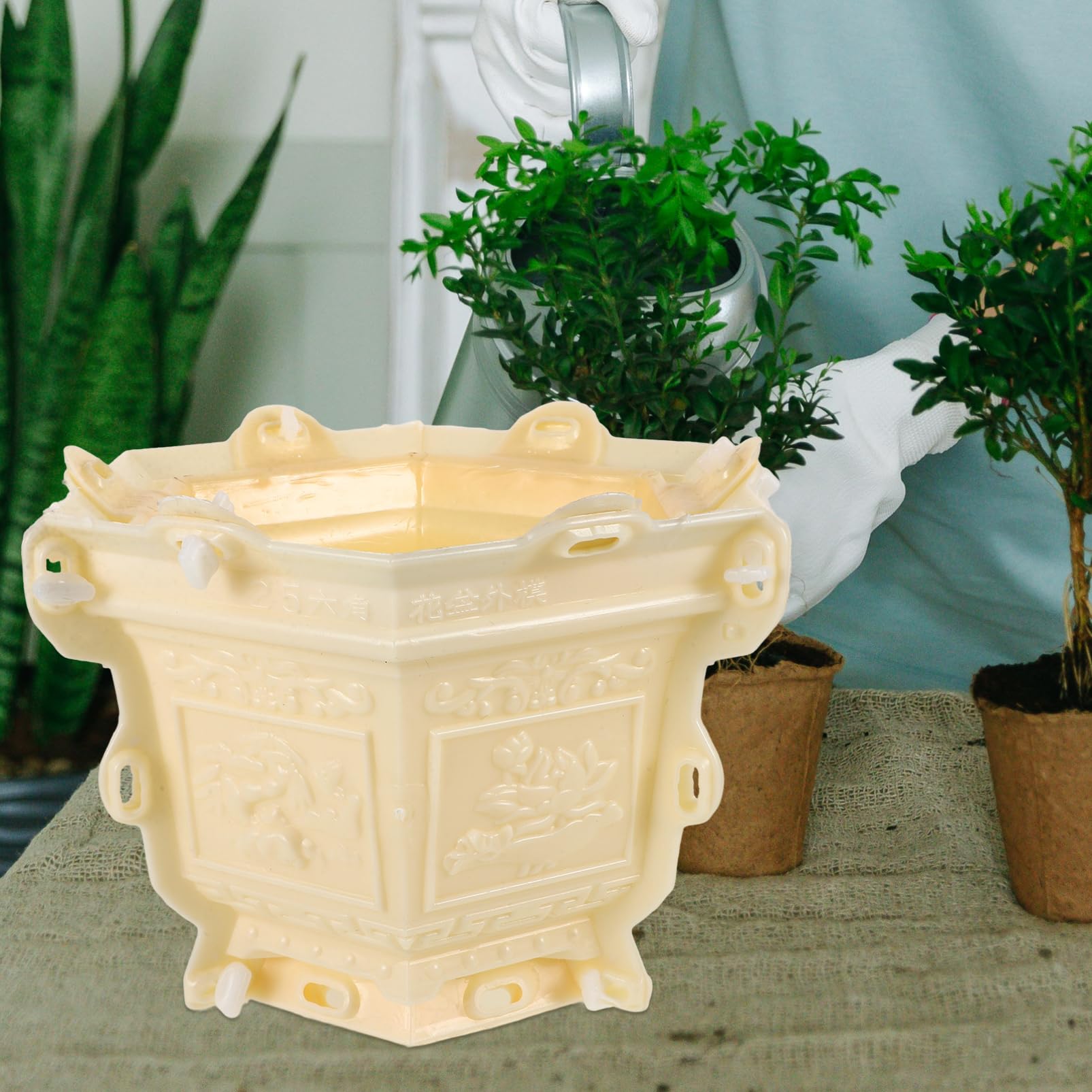 OHPHCALL DIY Concrete Planter Mold Hexagonal Bonsai Pot Casting Mold Thick Flowerpot Mold Planting Pot Mold