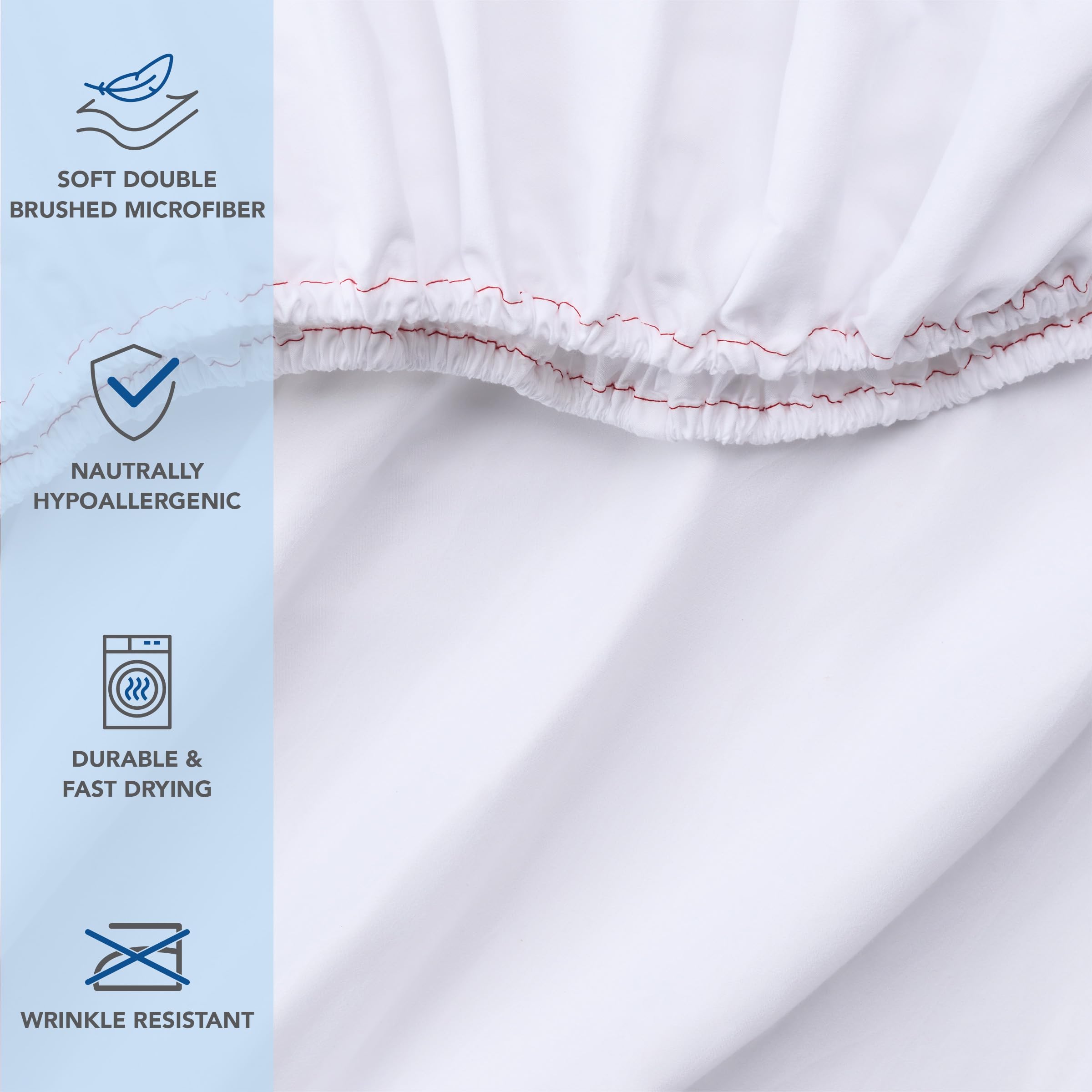 Bulk Full Fitted Sheets - 24 Pack, 54x75 Inches, 15" Deep Pocket, Color-Coded Labels, OEKO-TEX Microfiber - View #10