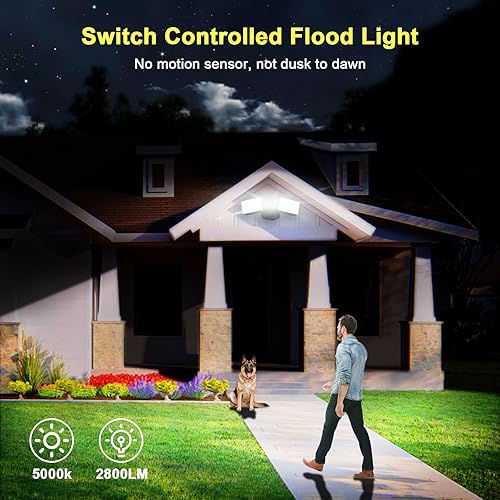 Miniatura 10 de Luz de inundación regulable, controlada por interruptor, luz de seguridad LED exterior con cable de 110-120 V, 24 W (equivalente a 250 W) de pared